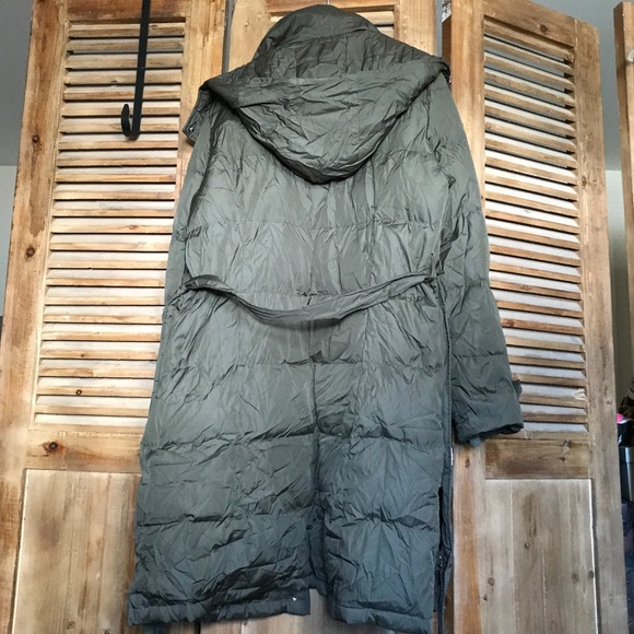 Ellen Tracy Olive Green Midi Puffer Coat - Picture 2 of 6